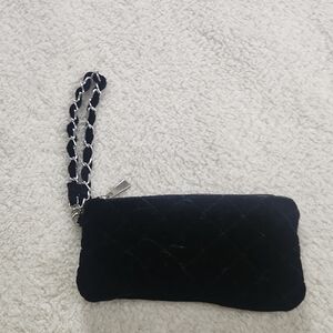 Elegant Black Quilted Chain Wristlet